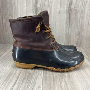 Sperry Duck Boots Womens 9M Top Sider Saltwater Brown Leather Lace Up Shoes